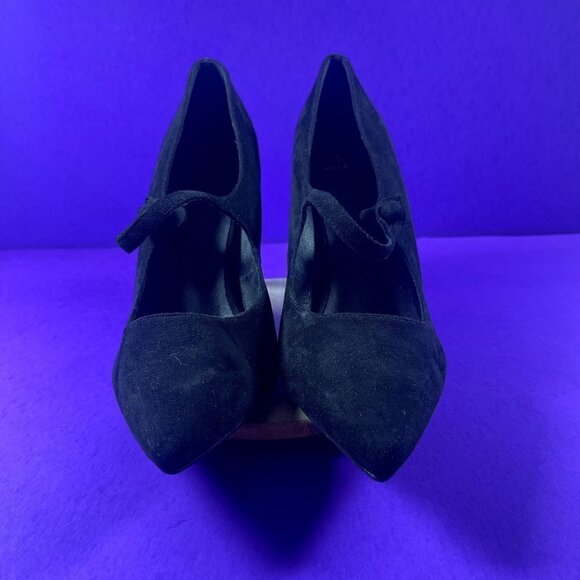 HALSTON Women's Black Suede Sicily Closed Toe Mary Jane Pumps Shoe Size 11-NEW - Picture 2 of 6